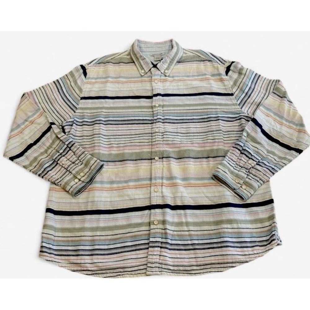 Carbon‎ 2 Cobalt Shirt Striped Multicolored Lined 100% Cotton Beach Cruise XL
